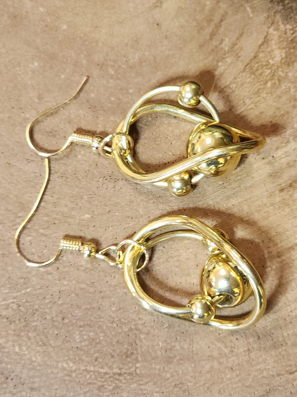 Gold Toned Loop Ball Drop Earrings - Women Jewelry